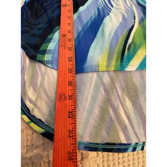 Cato Womens Blouse High Low Stretch Shirt Blue Green Plus Sz XL V Neck Top - Picture 9 of 9